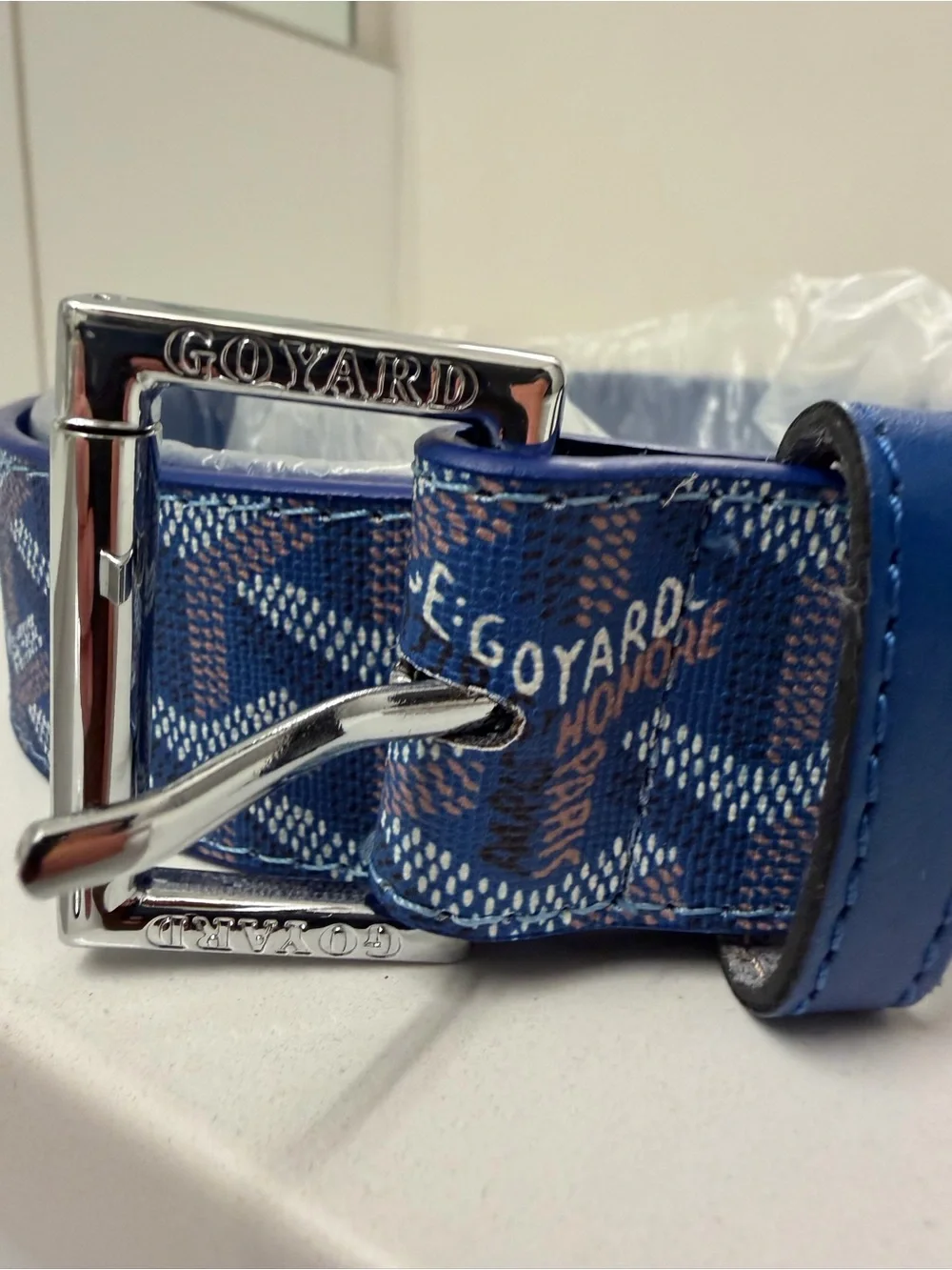 Goyard Blue Monogram Belt – Size 30-32 Waist